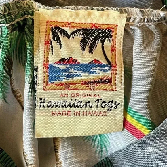 Vtg Hawaiian Togs Sz S Tropical Aloha Dress Muumuu Pocket Ruffle Hem TINY FLAW - Picture 8 of 11